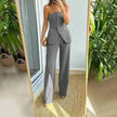 Casual Fashion Tailored Suit Button Graceful Tube Top Suit Pants