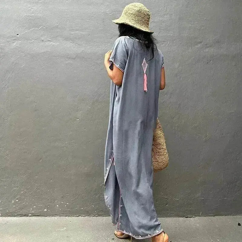Casual Swimsuit Cover Up For Women Loose Beach Bikini Blouse Dress.