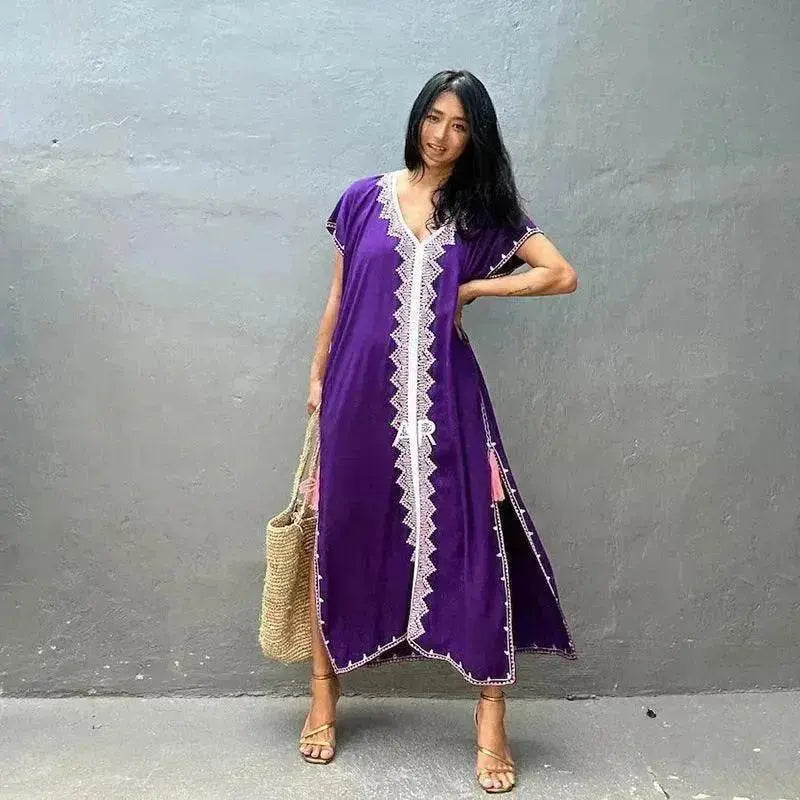 Casual Swimsuit Cover Up For Women Loose Beach Bikini Blouse Dress.