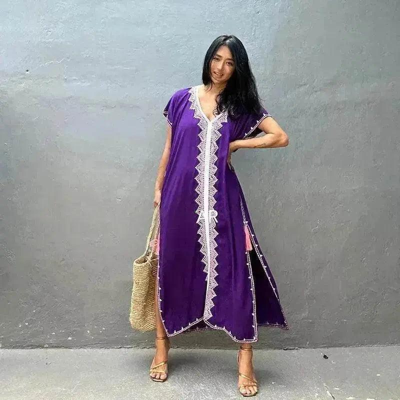 Casual Swimsuit Cover Up For Women Loose Beach Bikini Blouse Dress.