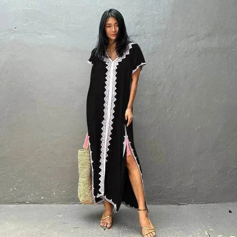 Casual Swimsuit Cover Up For Women Loose Beach Bikini Blouse Dress.