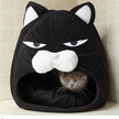 Grumpy Cat Face Enclosed Pet Bed – Novelty Cat House Nest (Black, S/M)