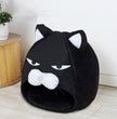 Grumpy Cat Face Enclosed Pet Bed – Novelty Cat House Nest (Black, S/M)