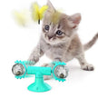 Cat Windmill Spinning Turntable Interactive Toy — Suction Cup, Catnip Ball, Teeth Grinding
