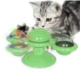 Cat Windmill Spinning Turntable Interactive Toy — Suction Cup, Catnip Ball, Teeth Grinding
