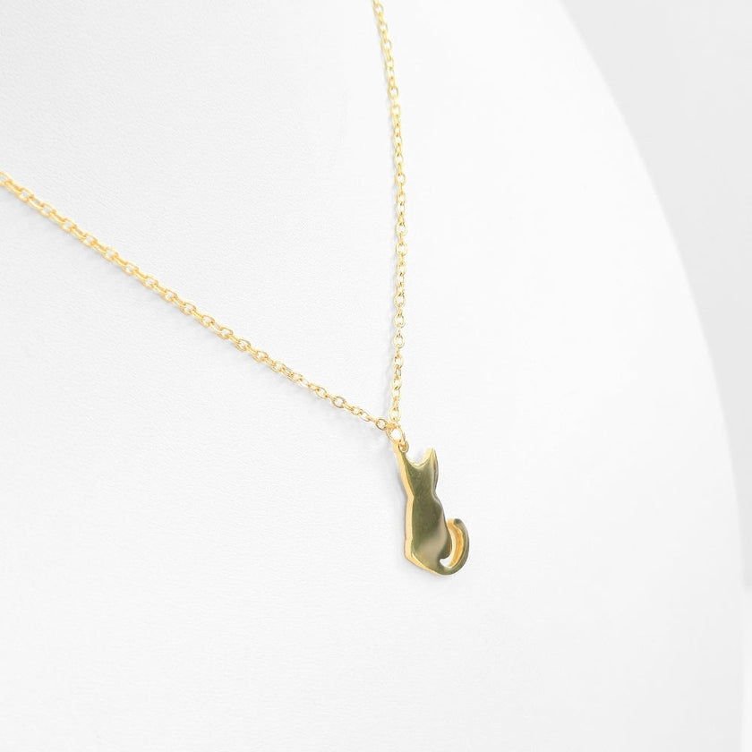 Cat Silhouette Necklace (Gold)