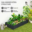 6 x 3 x 1ft Galvanized Raised Garden Bed, Reinforced Outdoor Planter Box with Open Bottom, Dark Grey