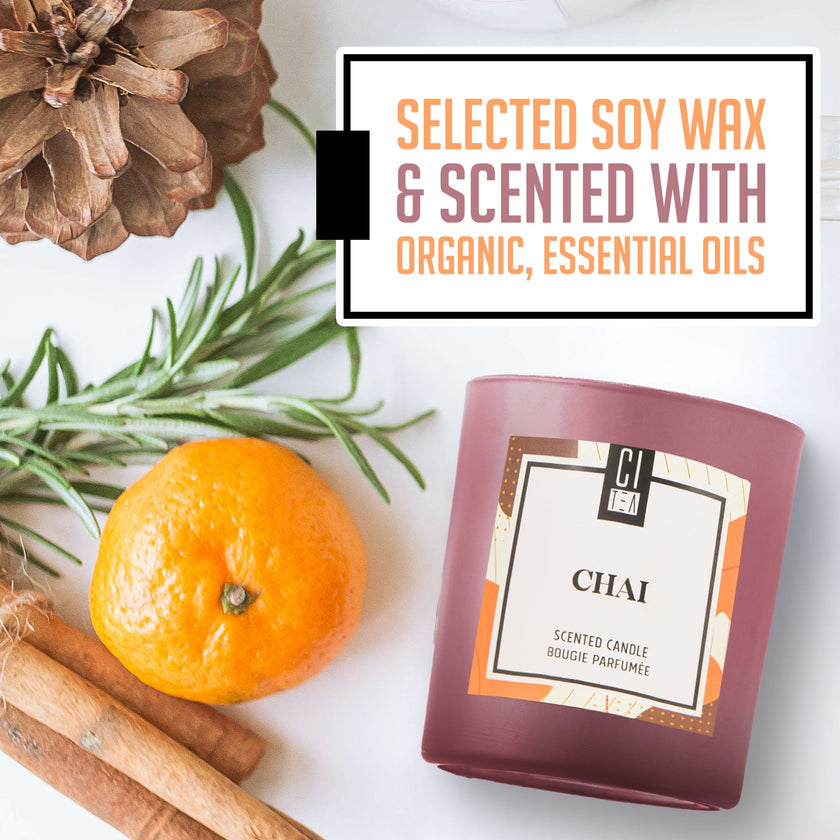 Bougie en cire de soja Chai - Orange, cannelle et clous de girofle - 227 g (8 oz)