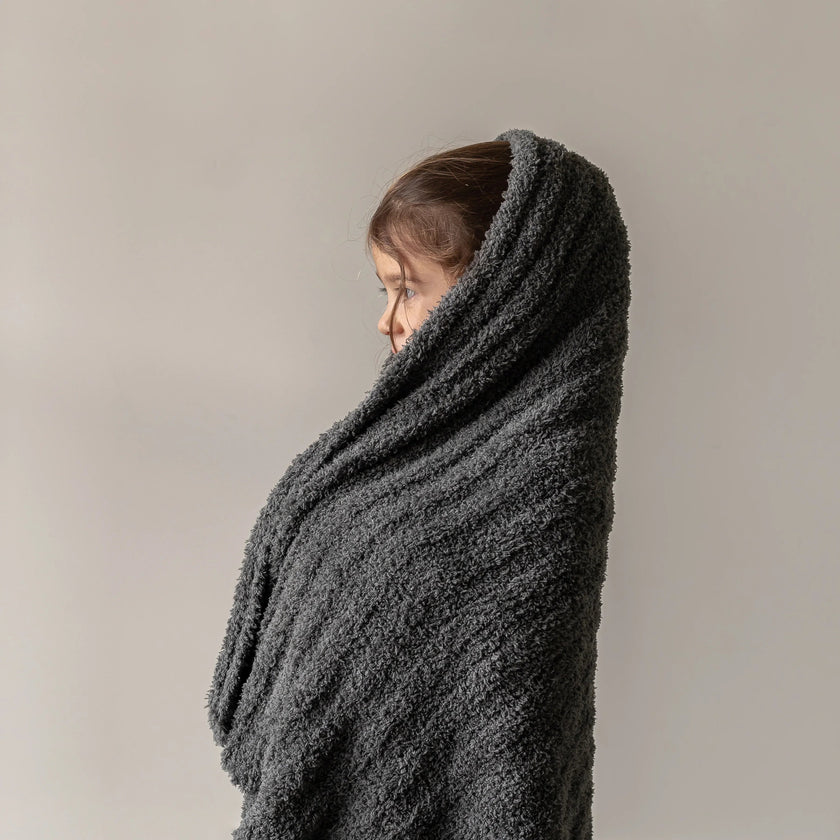 Ribbed Charcoal Toddler Blanket