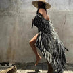 Women's Boho Printed Fringed Long Kimono Cover-Up – Plus Size Beach Wear