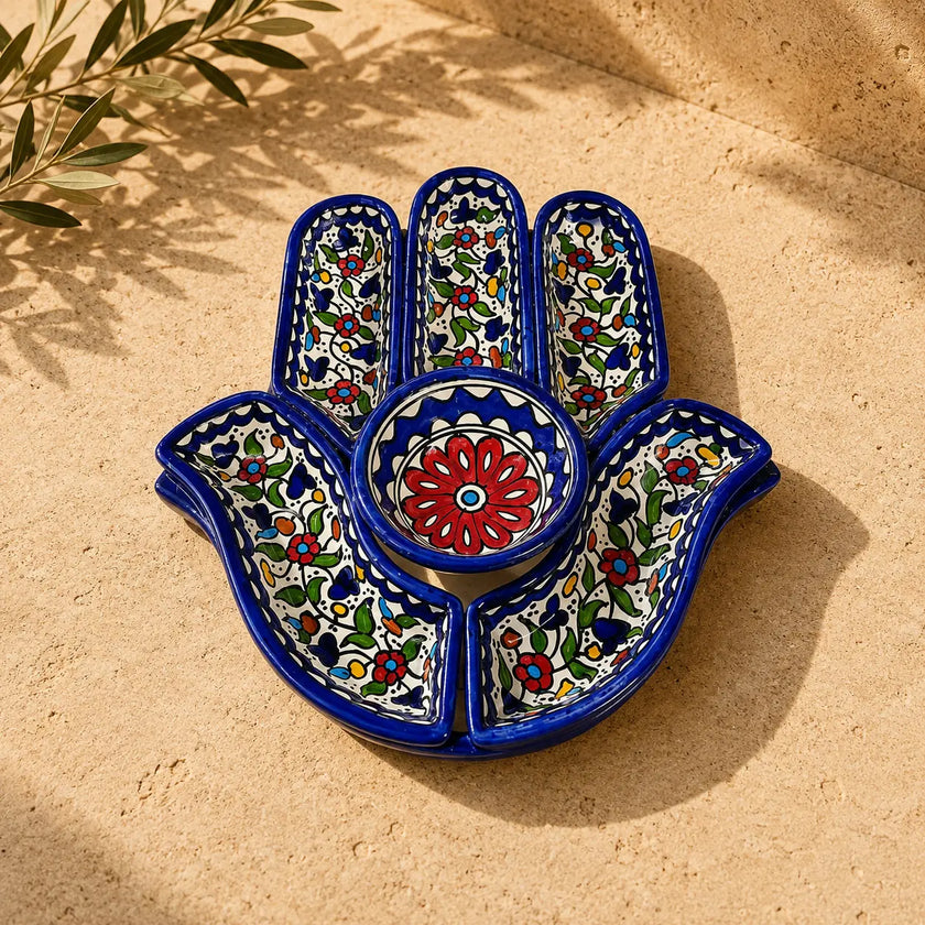 Plateau à noix palestinien, fait à la main, 32×32×10 cm