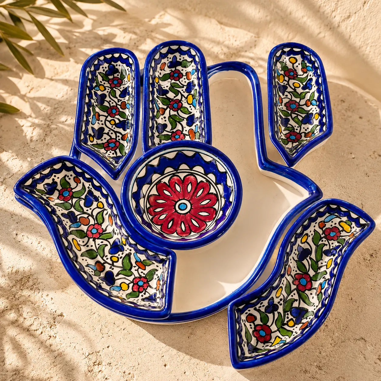 Plateau à noix palestinien, fait à la main, 32×32×10 cm