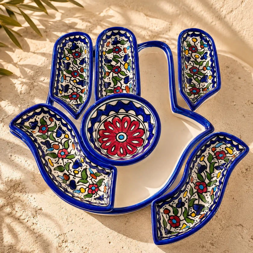 Plateau à noix palestinien, fait à la main, 32×32×10 cm