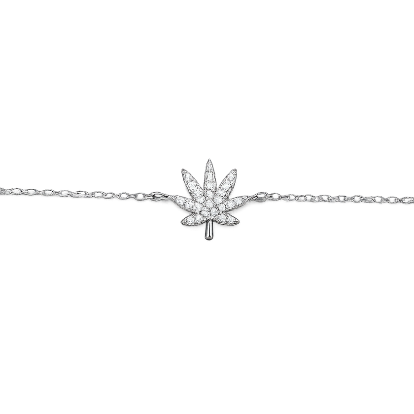 SILVER CANNABIS LEAF BRACELET