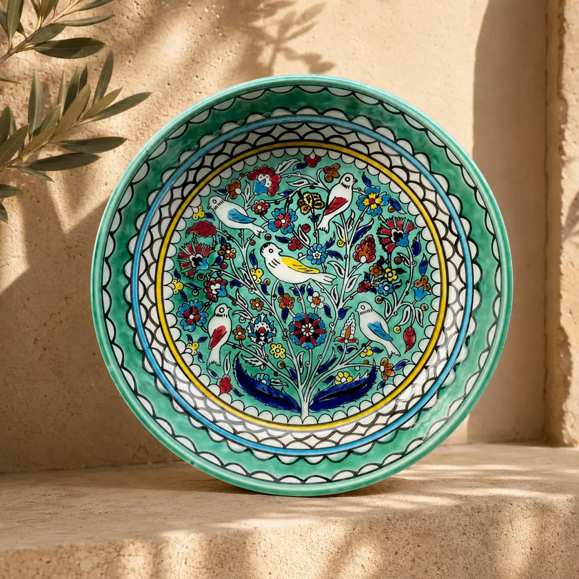 Janna Ceramic Bowl – Floral Serving, Salad & Pasta Bowl, Decorative Mediterranean Tableware (23cm, 28cm, 35cm)