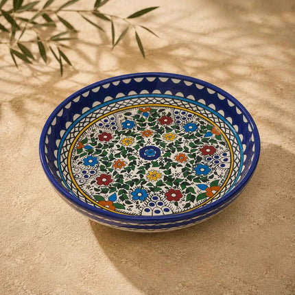 Al Turkiah Ceramic Ceramic Bowl – Floral Serving, Salad & Pasta Bowl, Decorative Mediterranean Tableware (23cm, 28cm, 35cm)