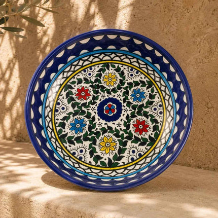 Al Majdal Ceramic Bowl – Floral Serving, Salad & Pasta Bowl, Decorative Mediterranean Tableware (23cm, 28cm, 35cm)