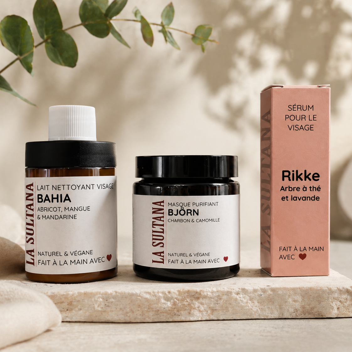 Sérum pour le visage et massage Gua Sha RIKKE arbre à thé & lavande
