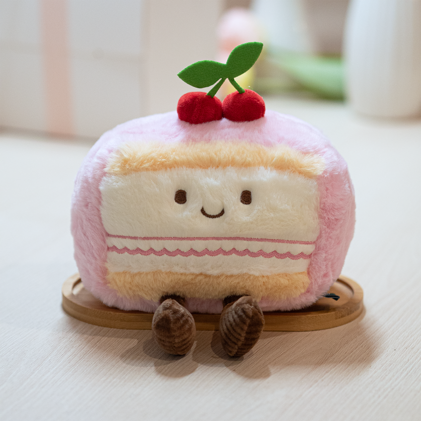 Cherry Cake Slice Plush - 6 Inch