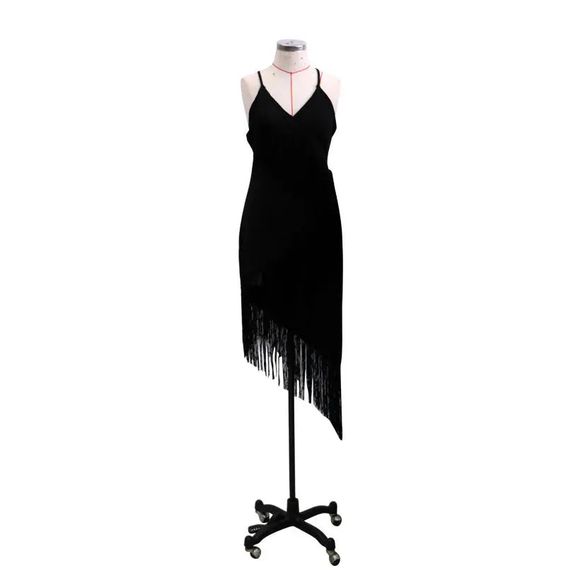 Chic Fashion Sleeveless Backless V-neck Tassel Fringed Dress