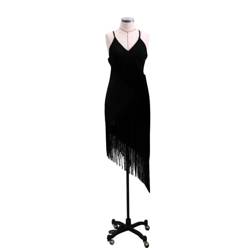 Chic Fashion Sleeveless Backless V-neck Tassel Fringed Dress