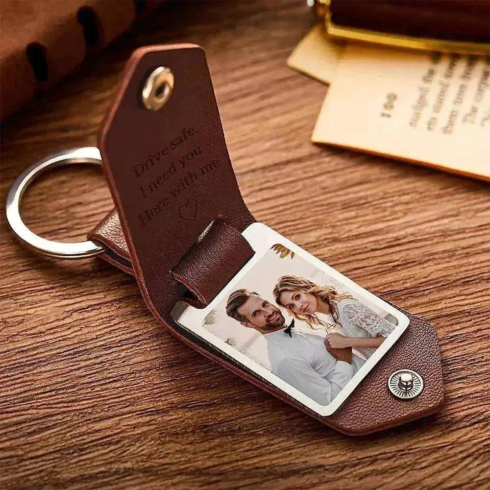 Chick & Unique Leather Photo Stainless steel UV Color Printed Keychain