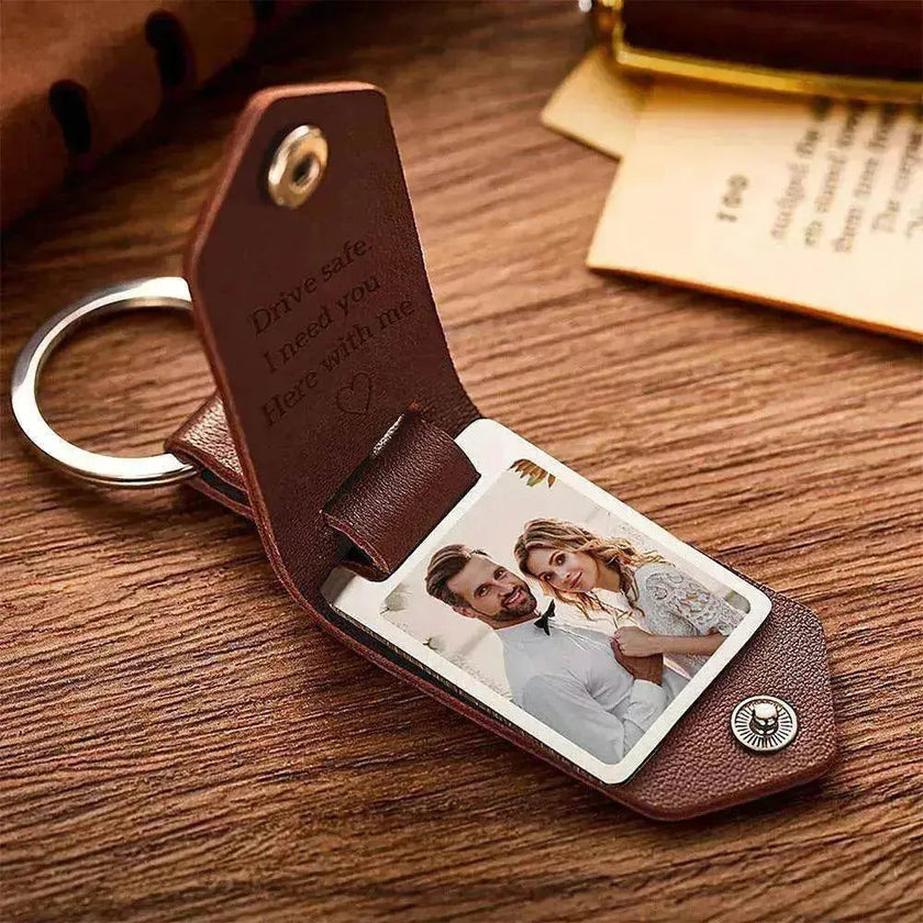 Chick & Unique Leather Photo Stainless steel UV Color Printed Keychain