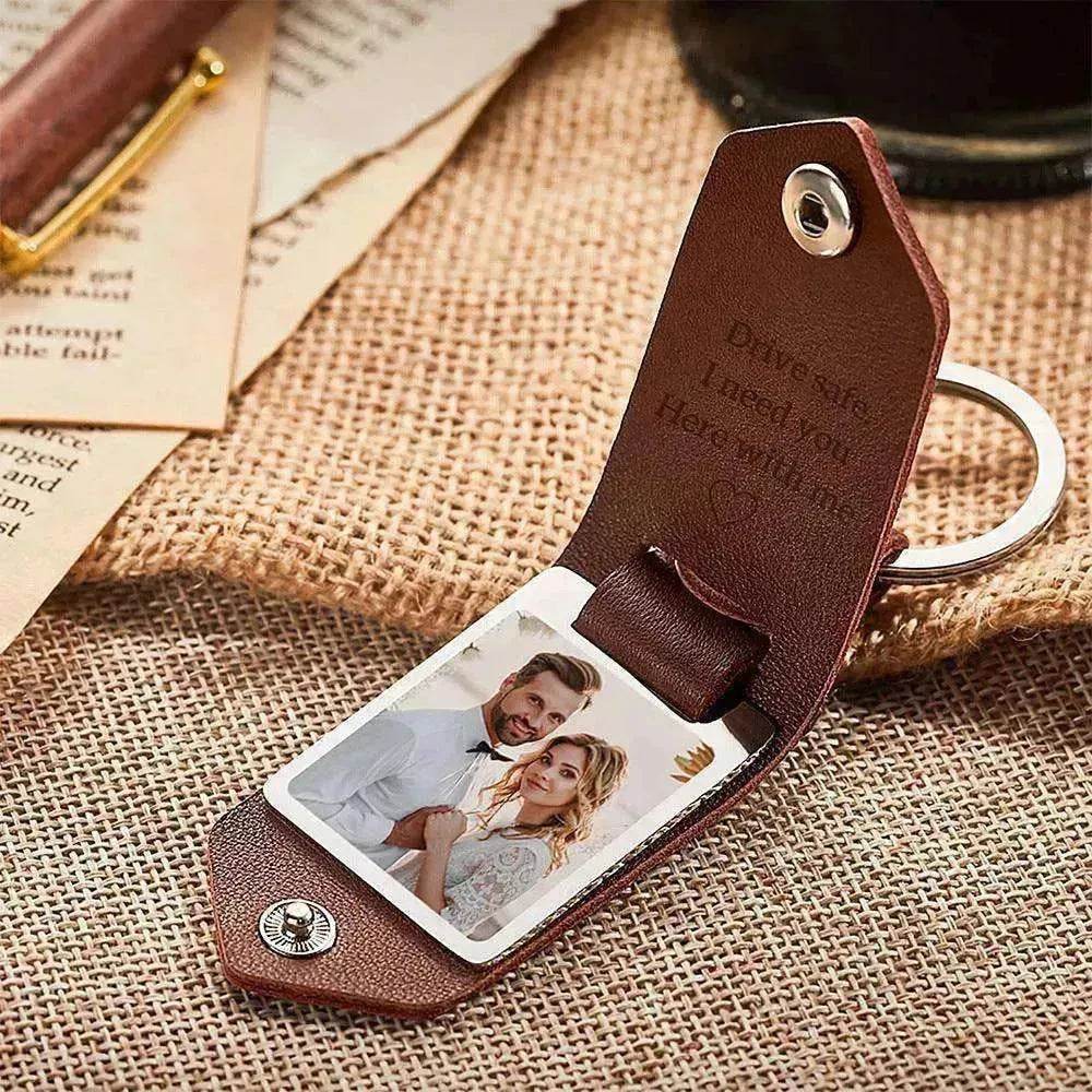Chick & Unique Leather Photo Stainless steel UV Color Printed Keychain