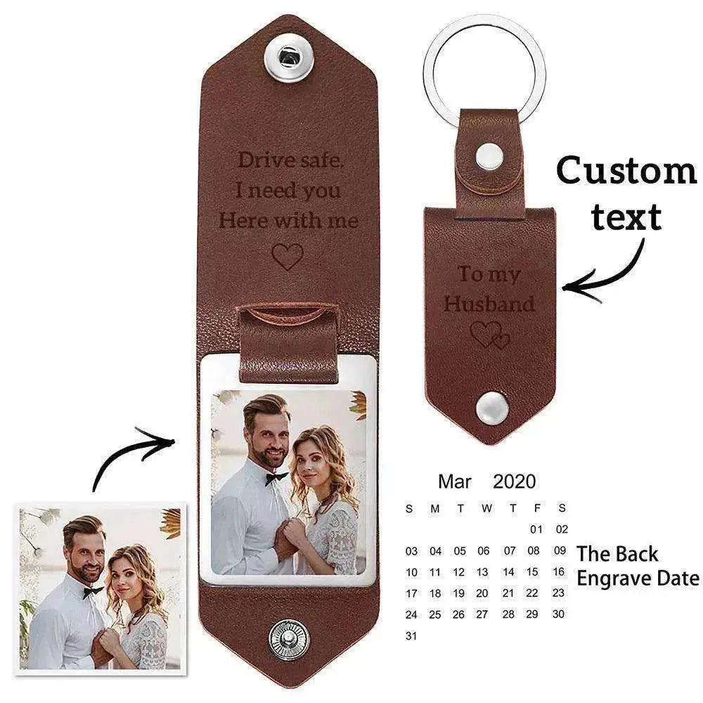 Chick & Unique Leather Photo Stainless steel UV Color Printed Keychain
