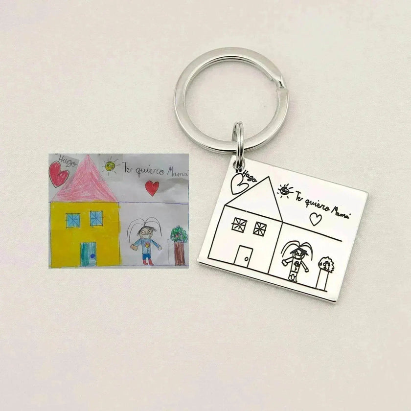 Children's Realistic Hand Drawn Laser Painting Keychain