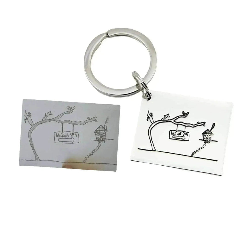 Children's Realistic Hand Drawn Laser Painting Keychain