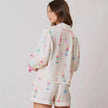 Christmas Bow Long Sleeve and Shorts 2pcs Women Pajamas