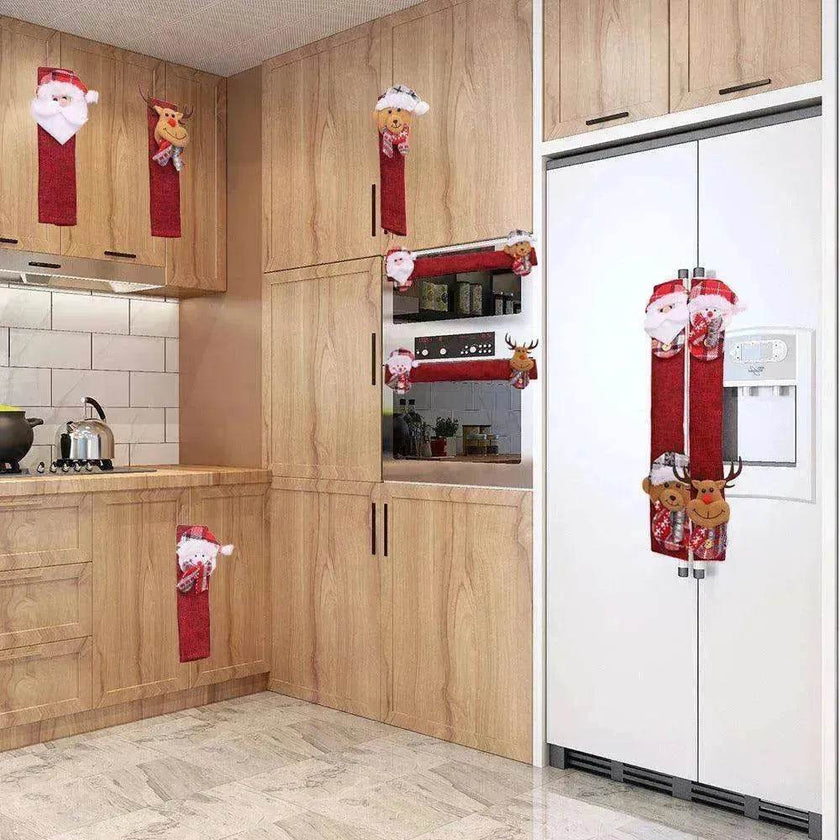 Christmas Decorations Stereo Doll Refrigerator Handle Eight Pieces