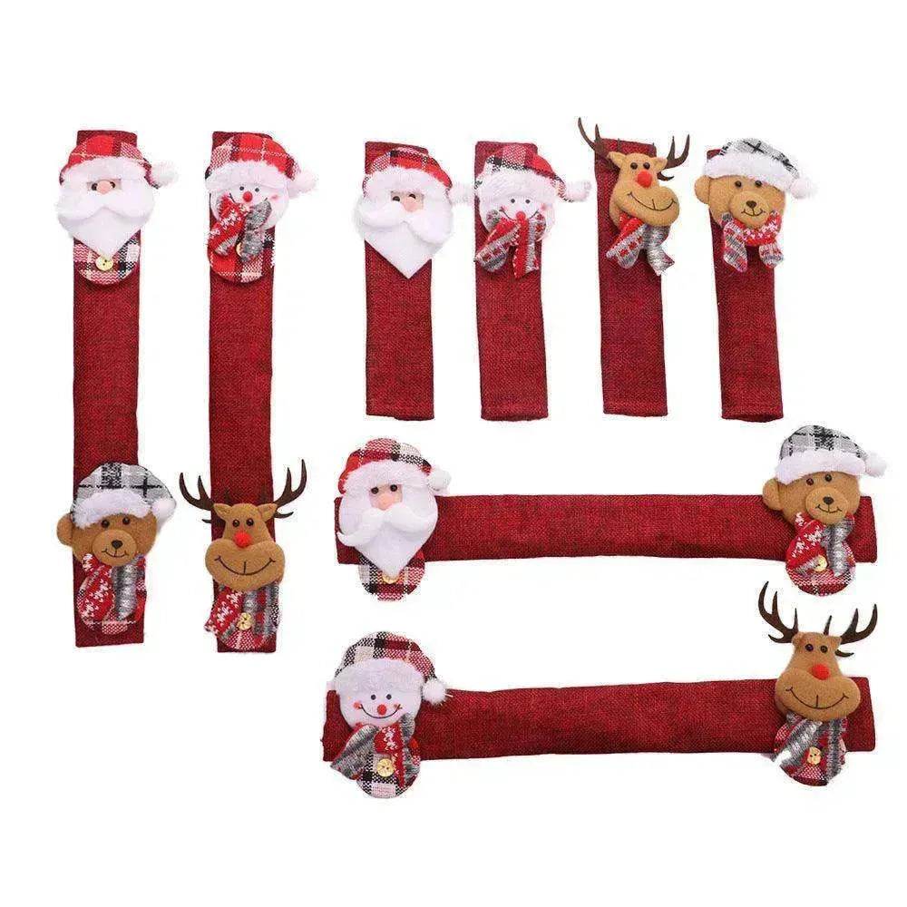 Christmas Decorations Stereo Doll Refrigerator Handle Eight Pieces