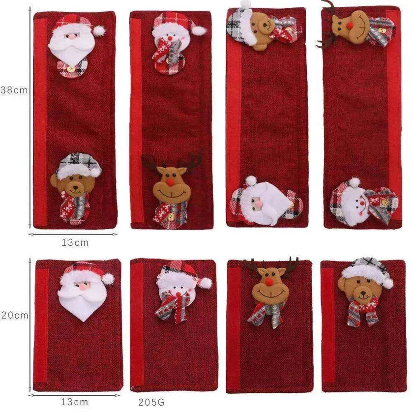 Christmas Decorations Stereo Doll Refrigerator Handle Eight Pieces