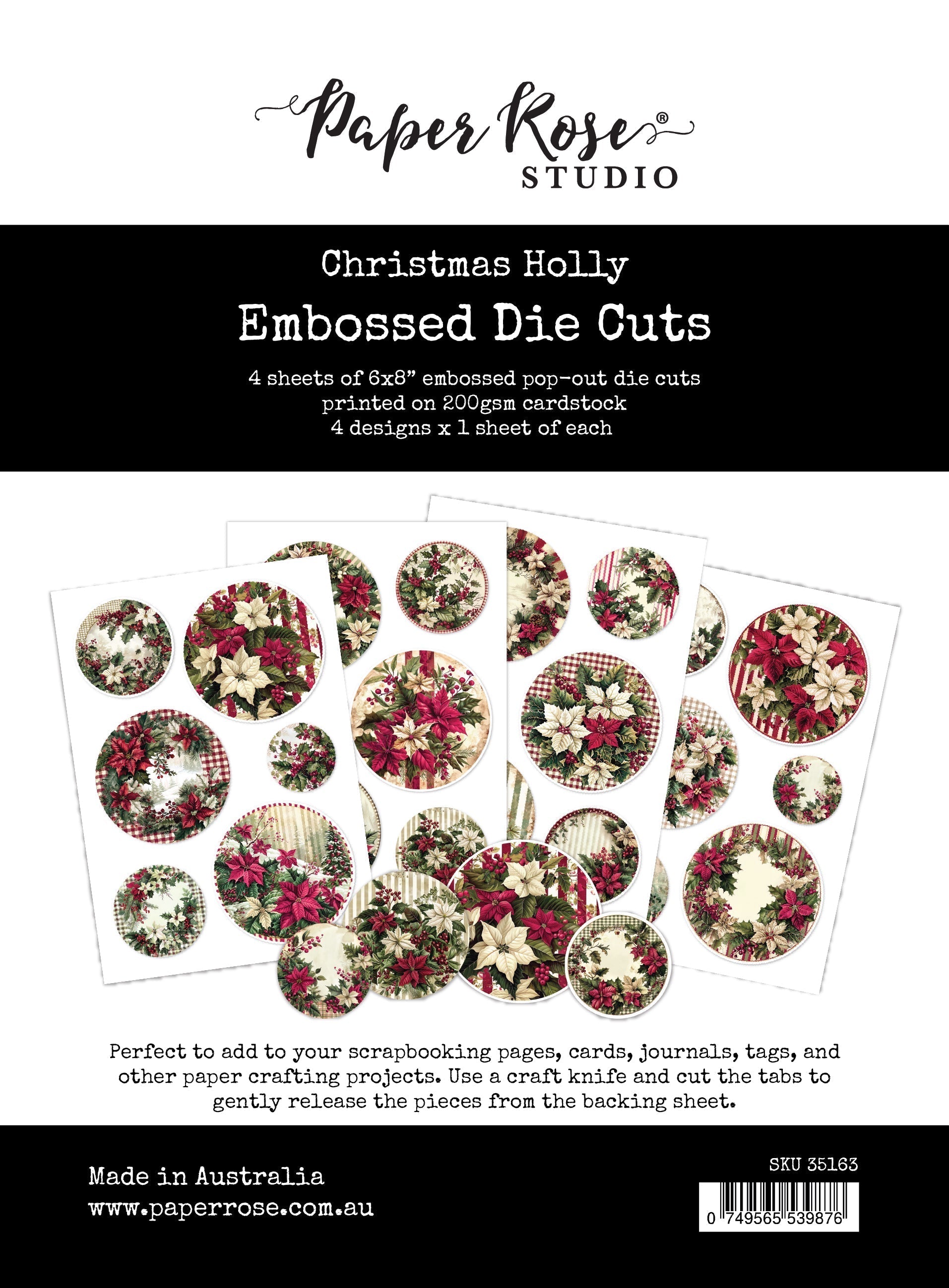 Christmas Holly Embossed Die Cuts 35163