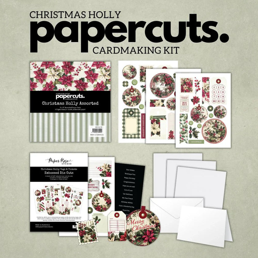 Christmas Holly Papercuts Cardmaking Kit 35178