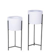Cira - White Mid-Century Planter With Black Metal Stand (Multiple Sizes)