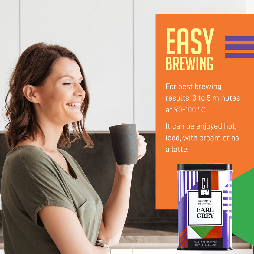 Thé noir en feuilles, Earl Grey et Orange Pekoe