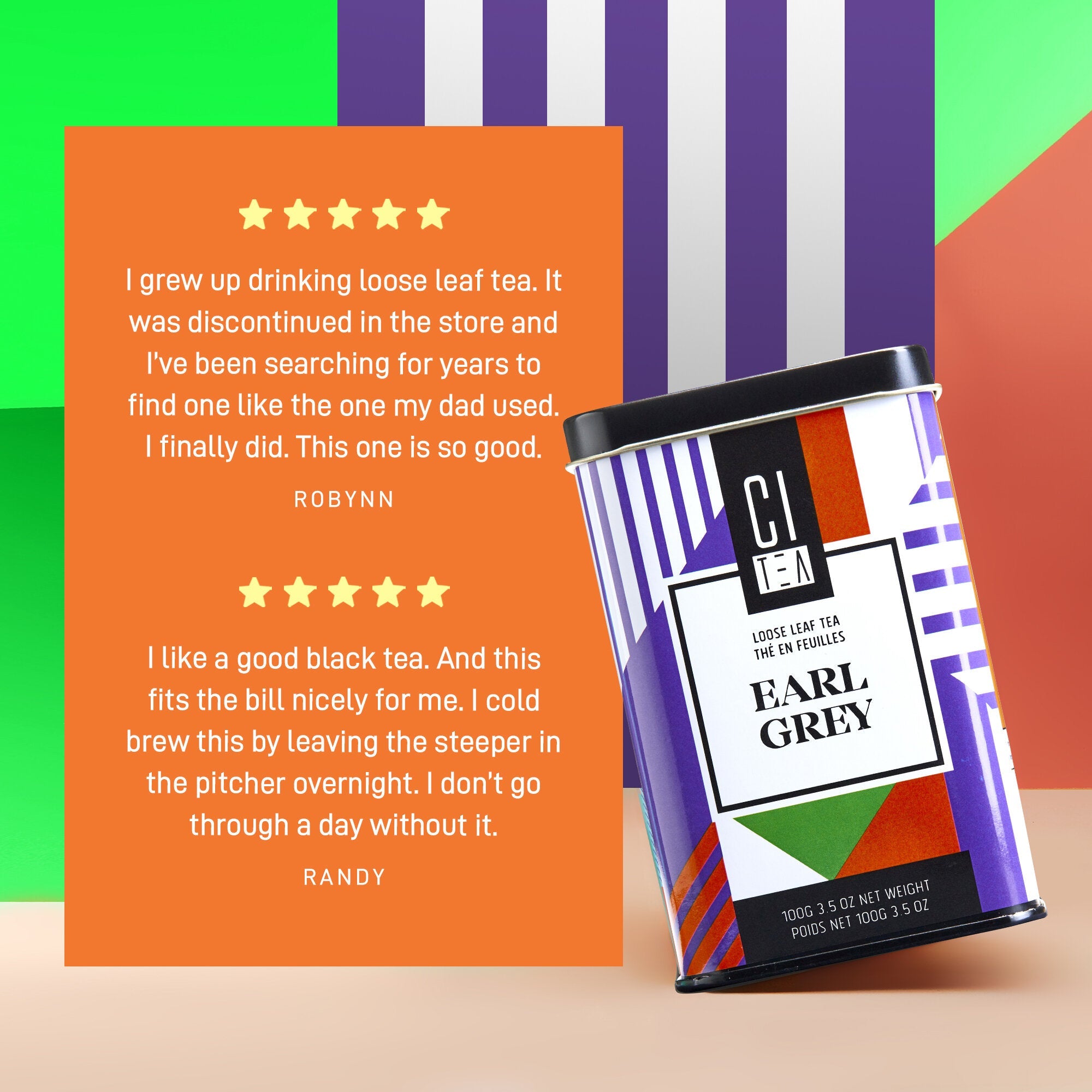 Thé noir en feuilles, Earl Grey et Orange Pekoe