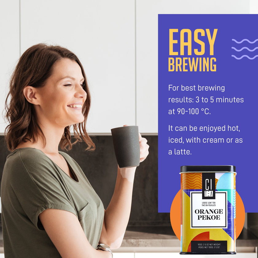 Thé noir en feuilles, Earl Grey et Orange Pekoe