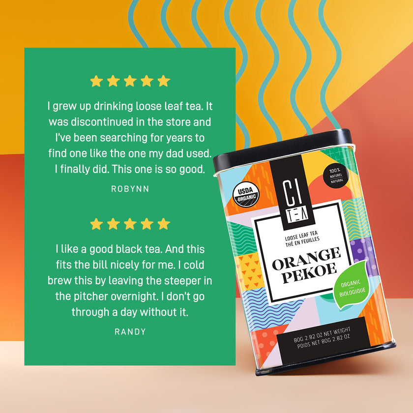 Thé noir en feuilles Orange Pekoe bio avec boule à thé - 80g