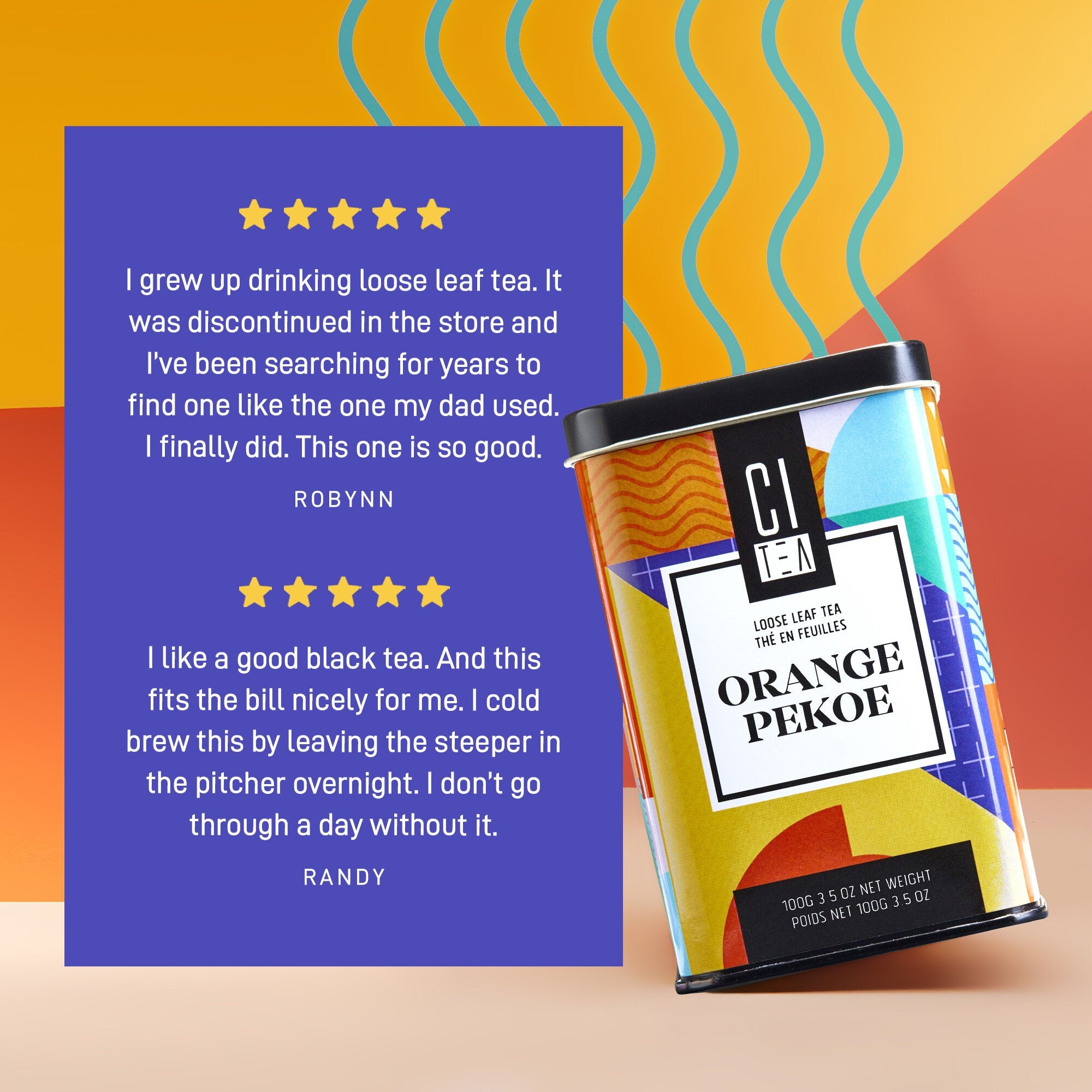 Thé noir en feuilles, Earl Grey et Orange Pekoe