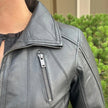 Classic Women's Lamb Leather Jacket with Regular Collar