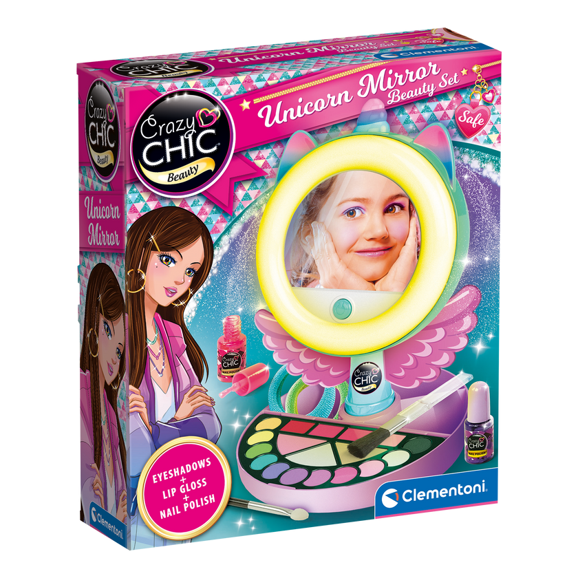 Clementoni - CRAZY CHIC : Coffret de maquillage miroir licorne