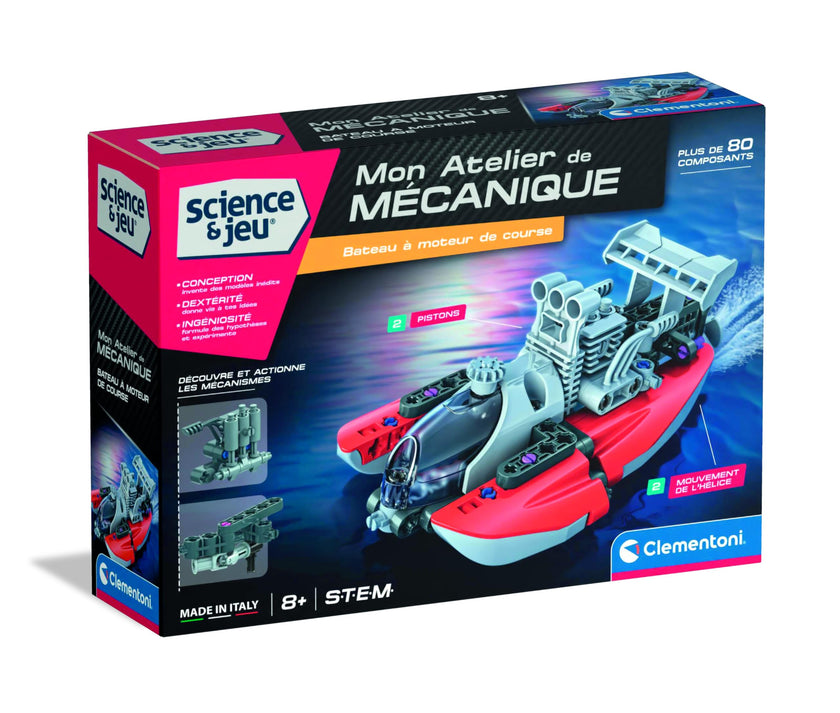 Clementoni - SCIENCE & JEU: ATELIER MÉCANIQUE - BATEAU À MOTEUR
