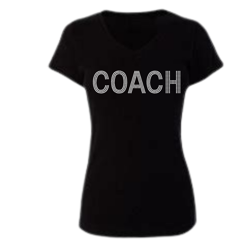 Coach Rhinestone Shirt – Sports Coach Sparkle Bling Tee | Blingdazzel