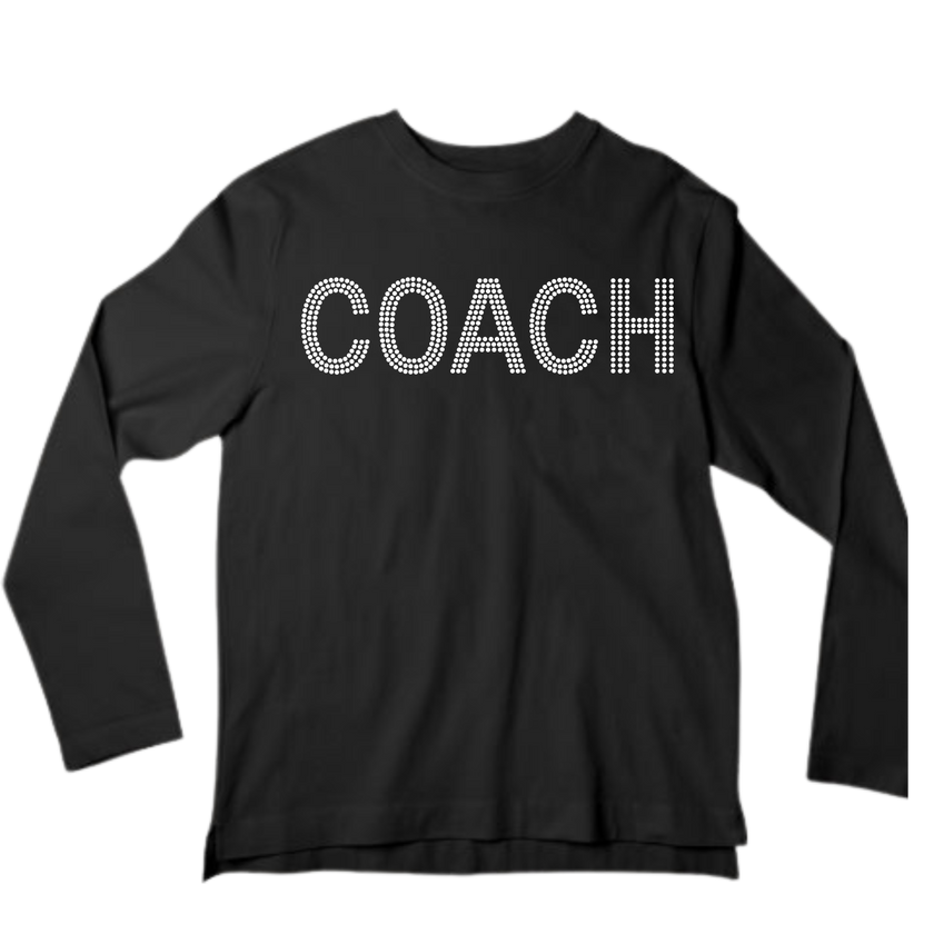 Coach Rhinestone Shirt – Sports Coach Sparkle Bling Tee | Blingdazzel
