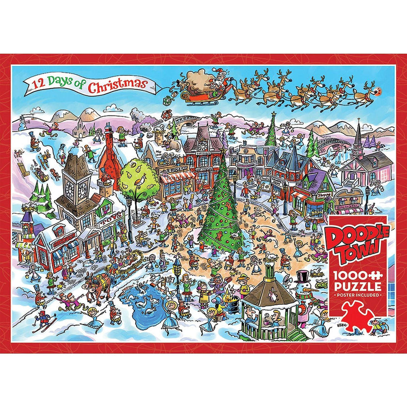 Cobble Hill - Doodletown - 12 Days of Christmas (1000-Piece Puzzle)