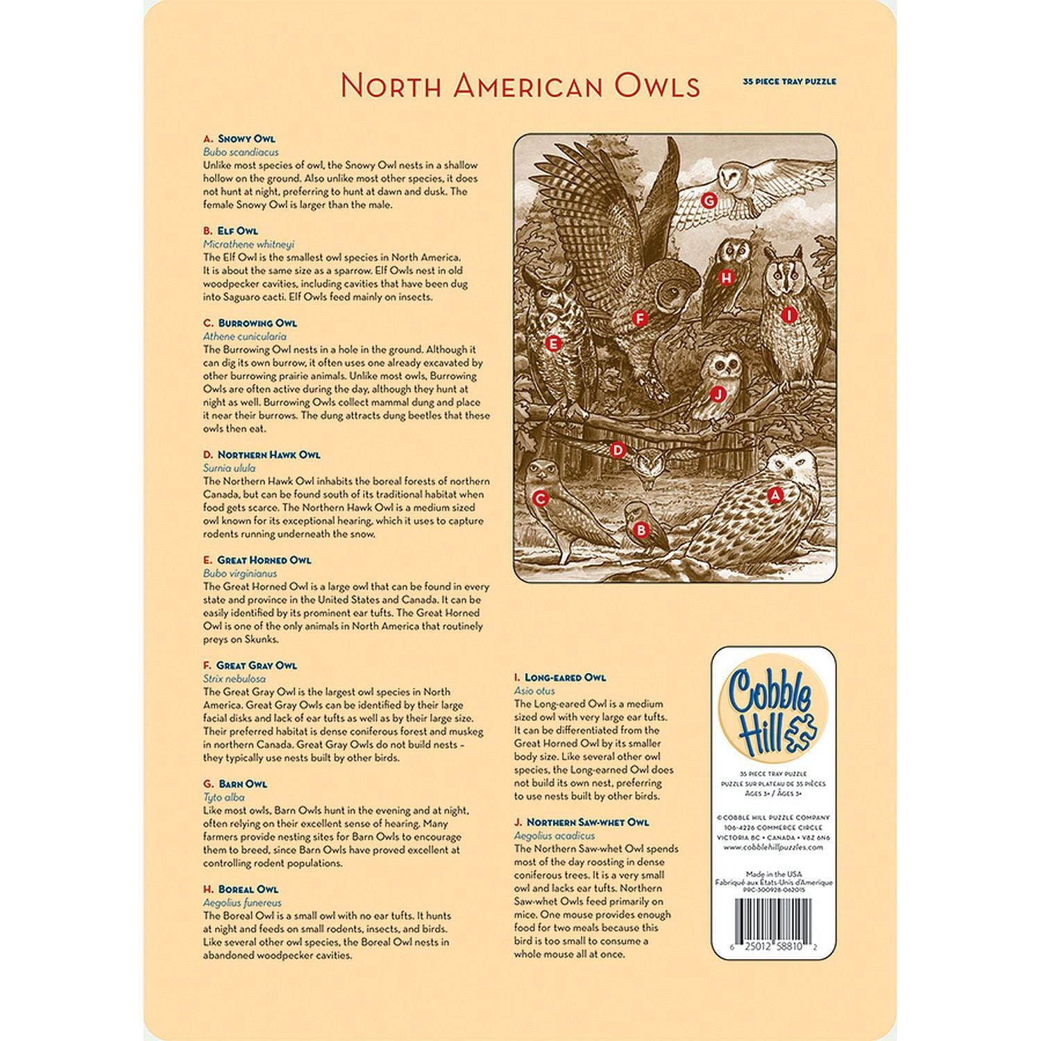 Cobble Hill - North American Owls (35-Piece Puzzle Tray)